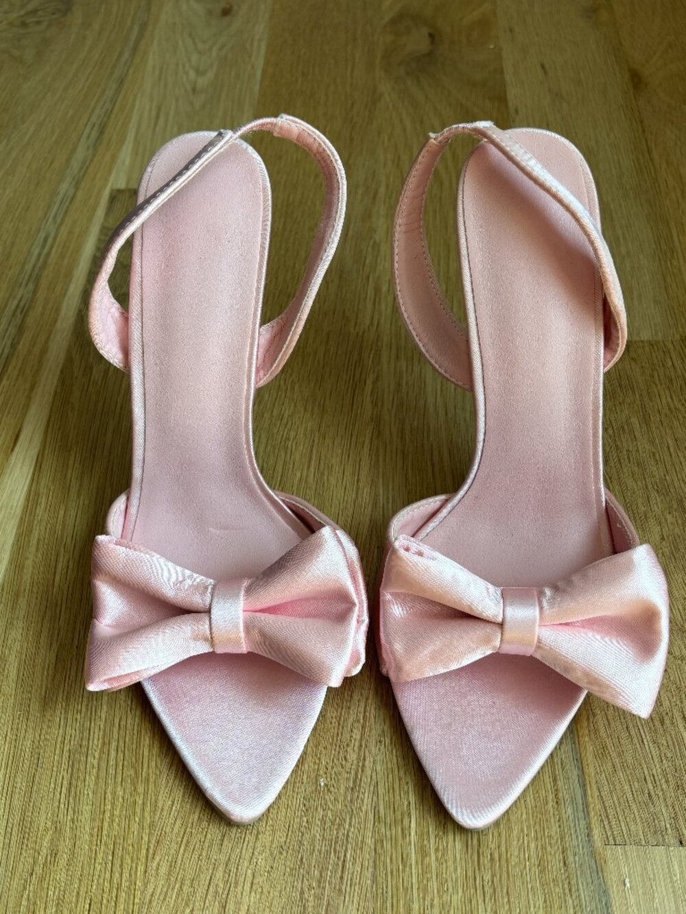 Shein Pink Satin Pumps with Bow Detail